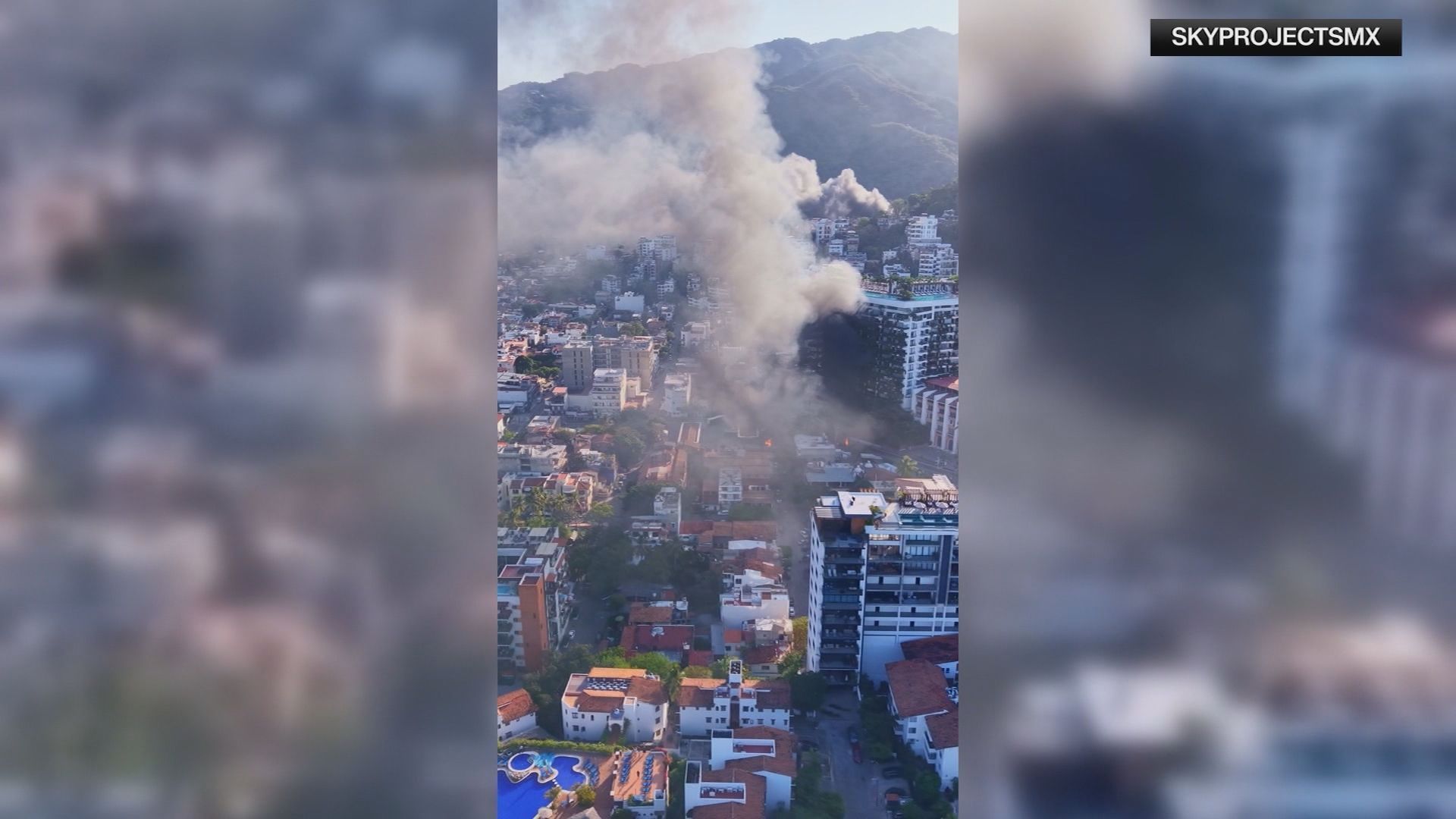 Drone mostra incêndios no México após morte de “El Mencho”.